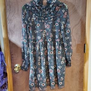 Zara Basic Floral Long Sleeve Shirt Dress